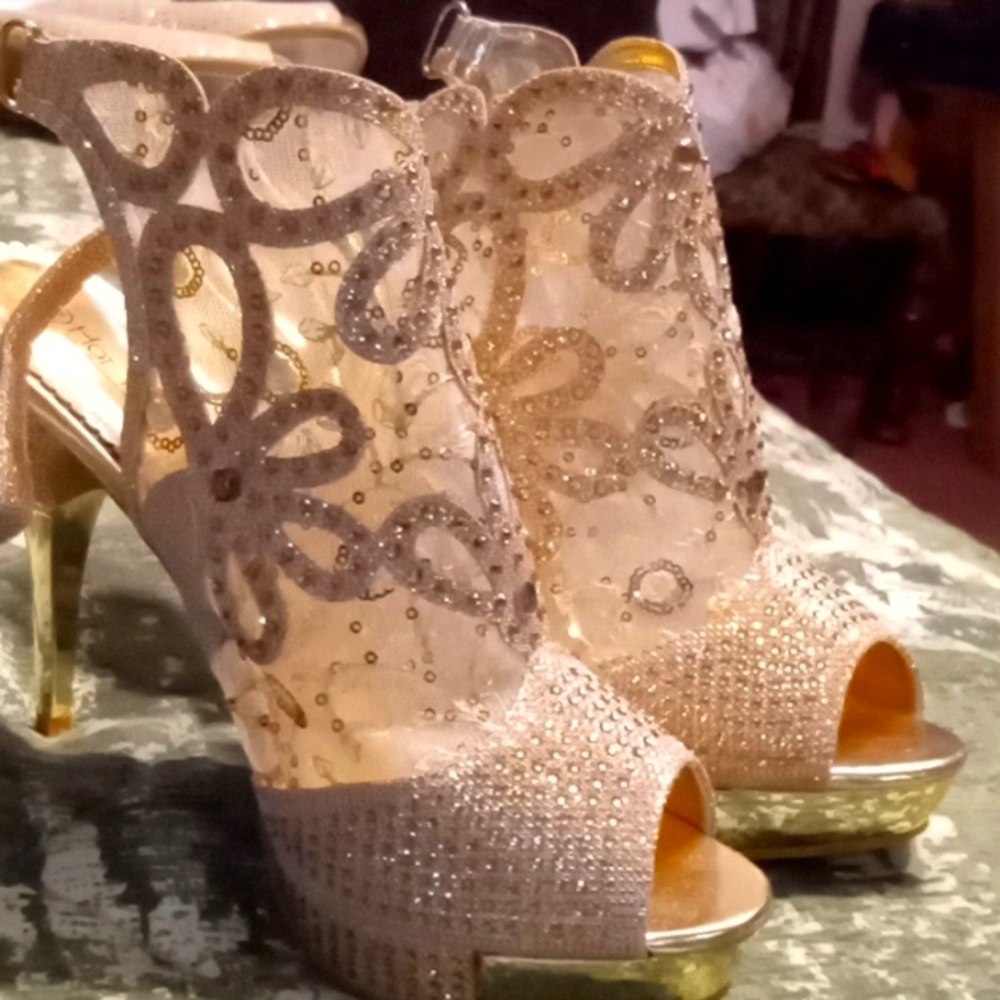 Heels with many Designs on it some are sheer